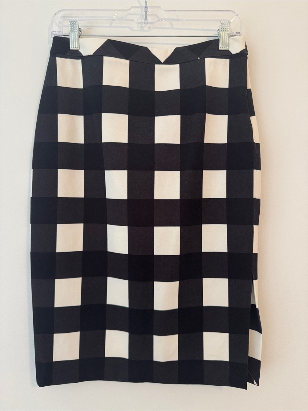 Black and White Windowpane Pencil Skirt